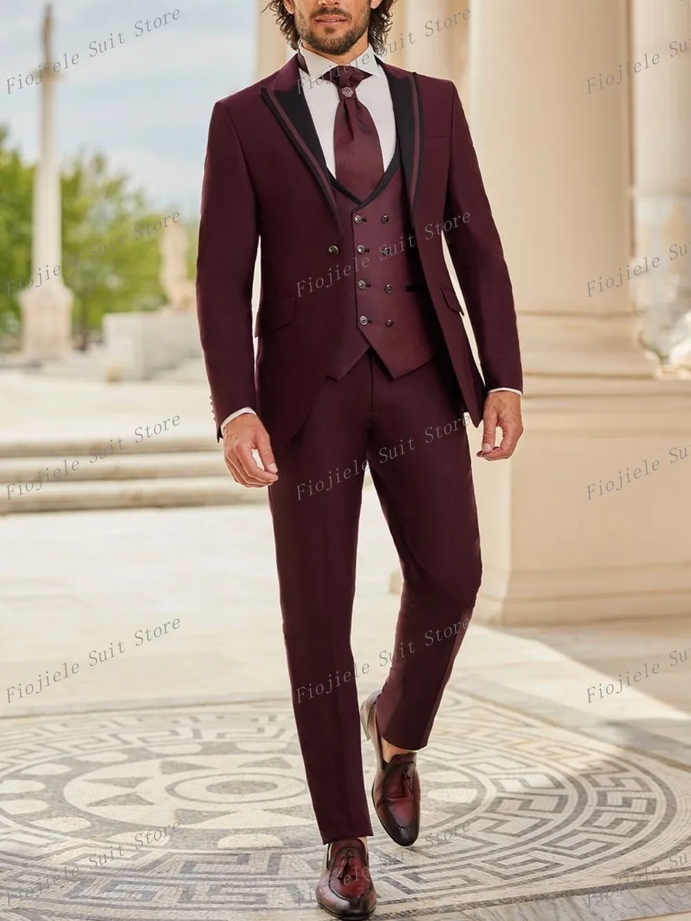 Мъжки бизнес облекло на Булката, на Младоженеца на сватбената парти, нов комплект от 3 теми за официални събития, Смокинг, жилетка, панталони F12