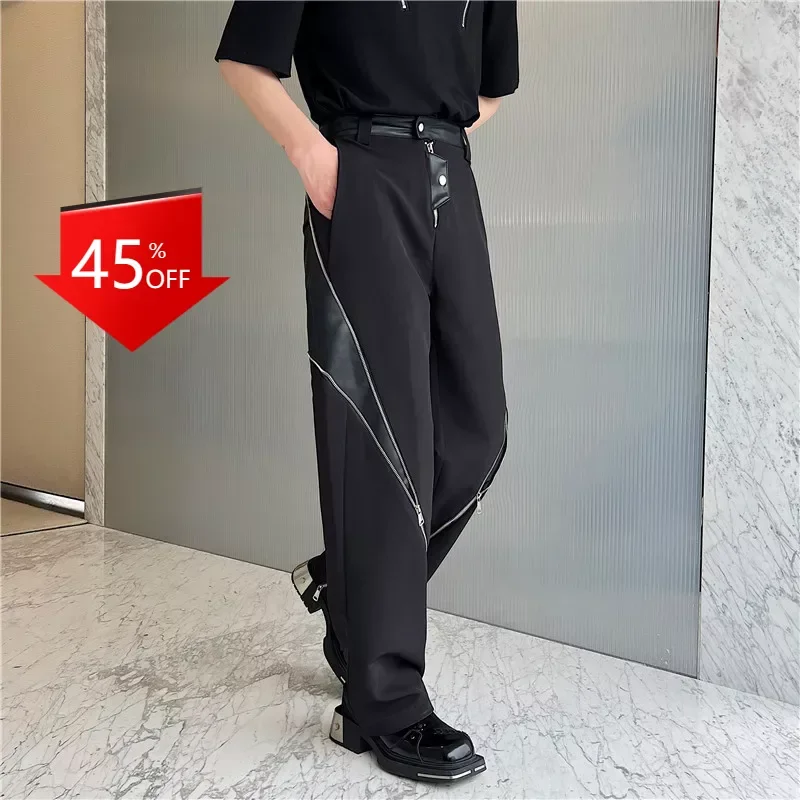 Y2K Модерни ежедневни панталони с ципове, с чувство за дизайн мъжки pantalones de vestir para hombres, вечерни панталони за мъже, костюм