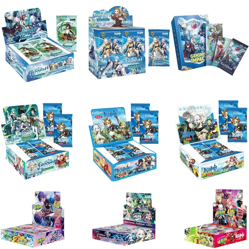 2023 Genshin Impact Cards Аниме TCG Game Collection Booster Pack Box Редки SSR Настолни играчки за семейството, подарък за децата