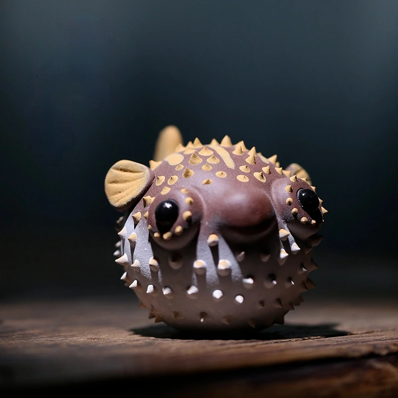 Исинский лилаво, пясъчен чай домашен любимец риба фугу украшение чиста скулптура креативна морска необработанная златни рибки могат да се отглеждат на едро