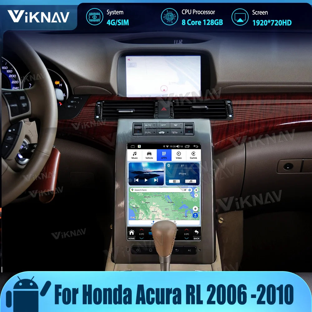 12,3-Инчов Автомобилен Радиоприемник За Honda, Acura RL 2006 -2010 Актуализация Безжичен CarPlay Сензорен LCD-дисплей, Стерео Главното Устройство GPS Naviagtion 2 din