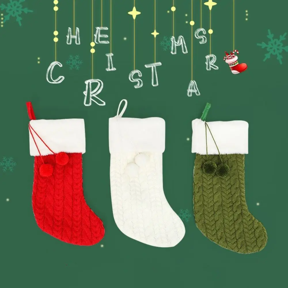 Червен / Зелен / бял Коледен вязаный отглеждане Голям капацитет, Подвесная Коледно дърво, Персонални чорапи весела Коледа
