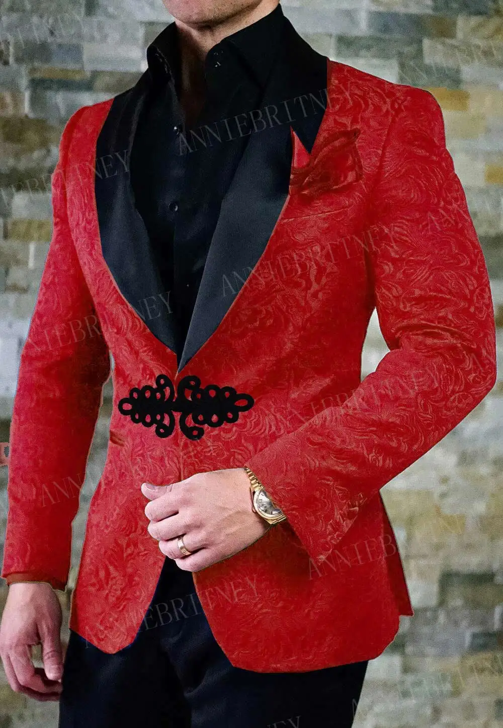 Модерен Нов Поп-червен мъжки костюм По Поръчка, Оборудвана Смокинг, костюм за младоженеца, Сватбена Блейзър за бала, панталони с катарама във формата на китайския възел, 2 броя